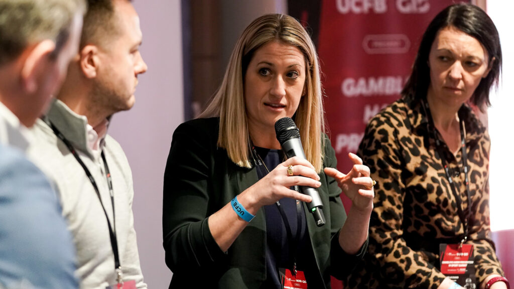 Dr Meg Popovic speaks at the Gambling Harm Prevention in Sport Summit